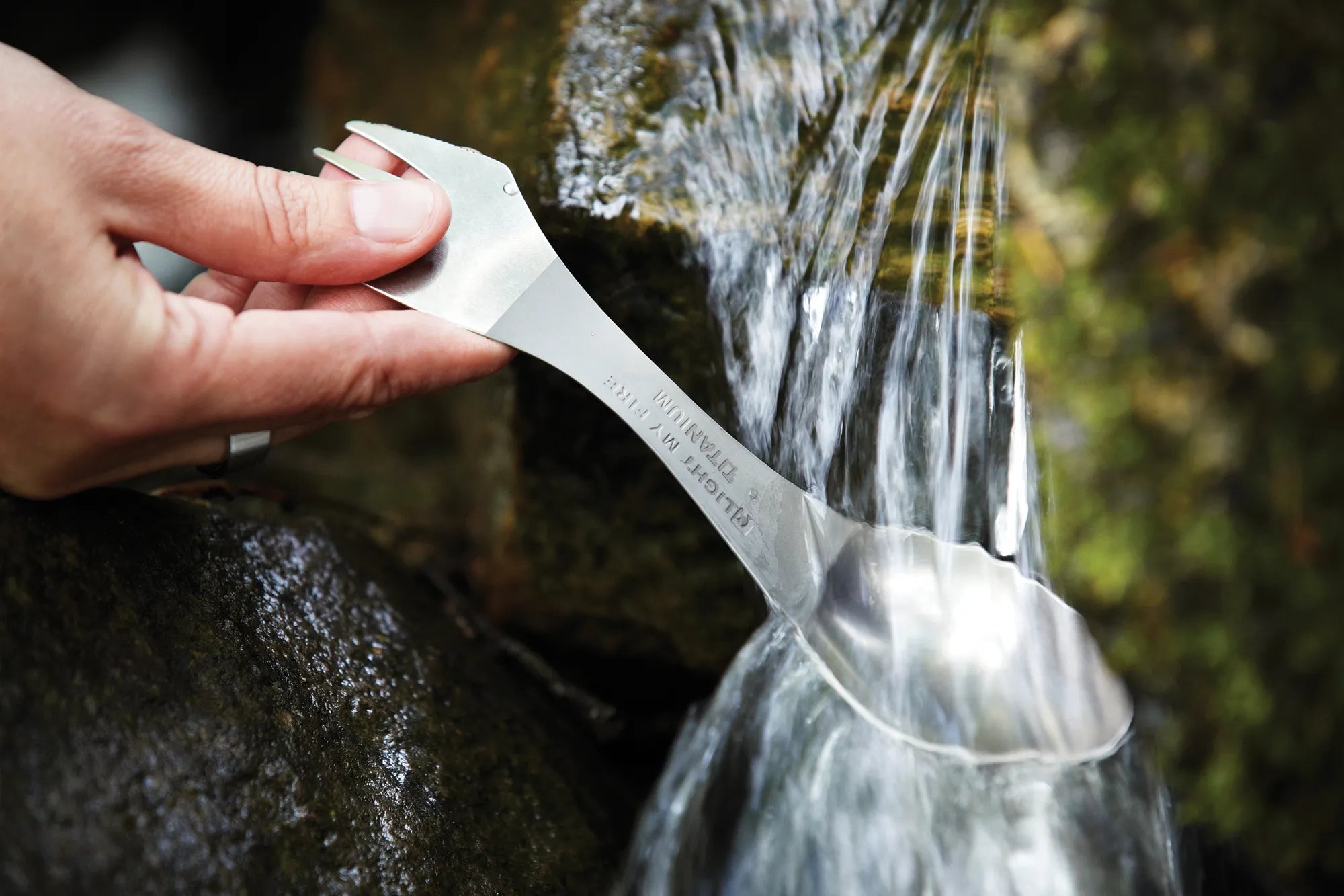 Spork Titanium - Messer, Gabel & Löffel in einem, mit Schutztasche