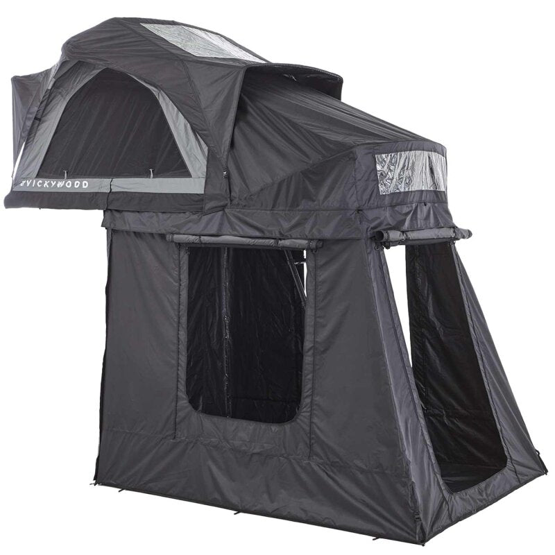 Tente de toit gonflable Vickywood BAOBAB AIR 135 grise avec auvent + tente intérieure thermique