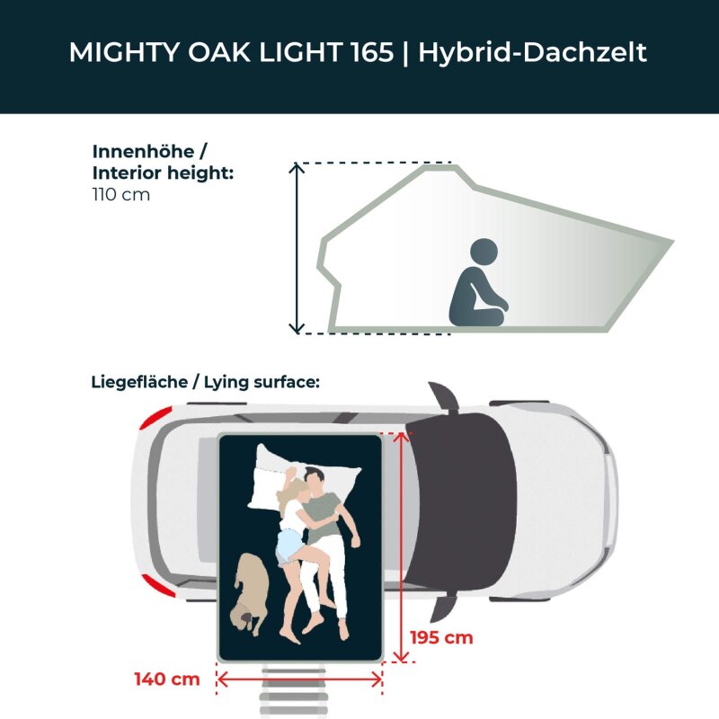 Vickywood Tente de toit hybride légère MIGHTY OAK LIGHT