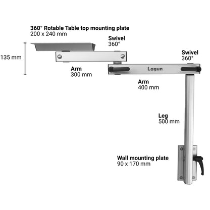Lagun Tischgestell Set mit zwei Armen und Verbindungsbolzen