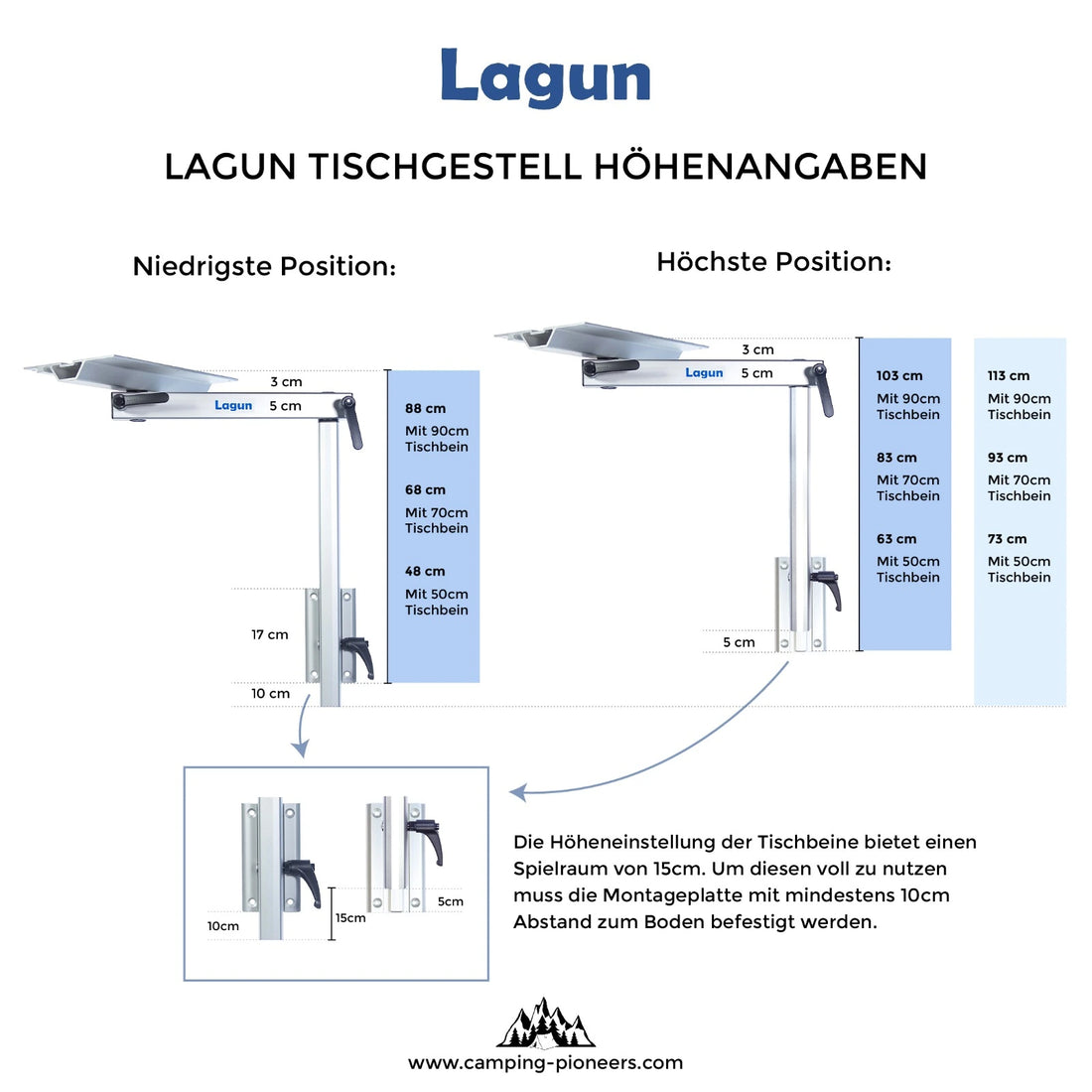 Lagun table leg in different lengths (spare part)