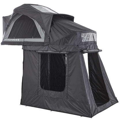 Tente de toit gonflable Vickywood BAOBAB AIR 135 grise avec auvent + tente intérieure thermique